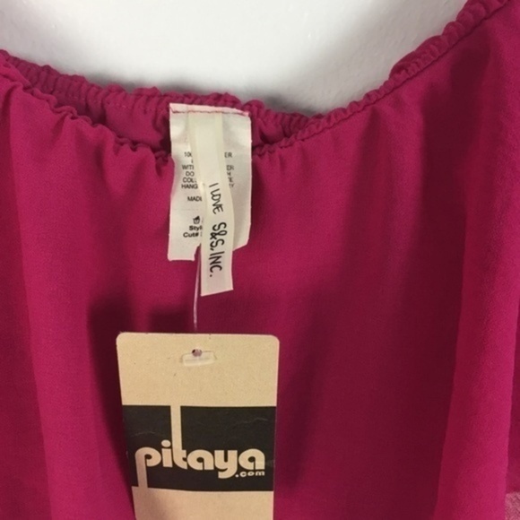 Pitaya‎ Womens Size S Pink Chiffon Bandeau Crop Top - Picture 8 of 8